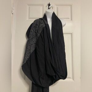 Black KIMONO Crinkle Embroidered Scarf